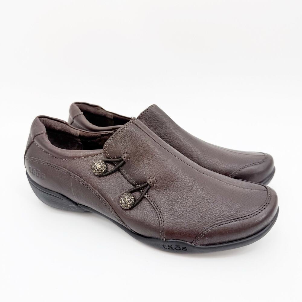 Taos Encore Brown Leather Slip On Comfort Shoes Womens 8.5 Casual Walking Travel - Picture 2 of 14